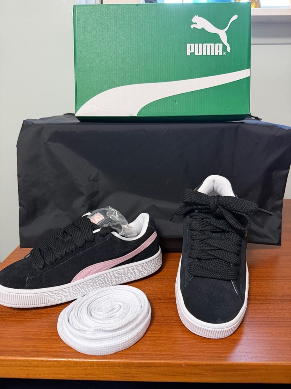 Puma Black Pink Suede Athletic Shoes